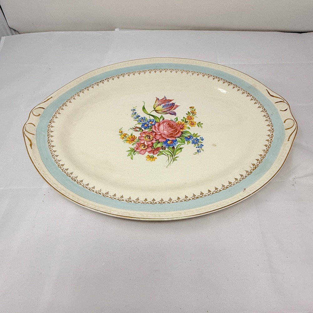 🍽️ Homer Laughlin Chateau Eggshell Georgian 13.5" Oval Serving Platter USA